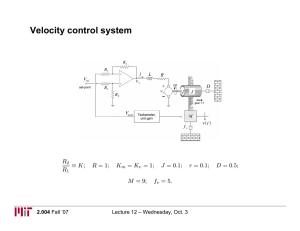 Velocity control system R ≡ K; R = 1;