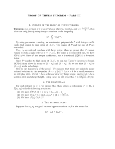 PROOF OF THUE’S THEOREM – PART III Theorem 1.1. p