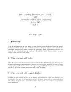 2.003 Modeling, Dynamics, and Control I MIT Department of Mechanical Engineering Spring 2005