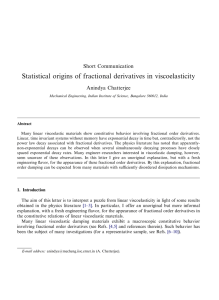Statistical origins of fractional derivatives in viscoelasticity ARTICLE IN PRESS Short Communication