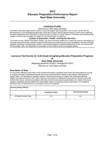 2013 Educator Preparation Performance Report Kent State University Institution Profile