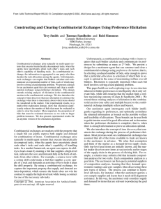 Constructing and Clearing Combinatorial Exchanges Using Preference Elicitation Trey Smith