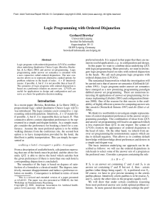 Logic Programming with Ordered Disjunction Gerhard Brewka
