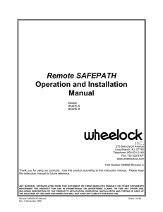 Operation and Installation Manual Remote SAFEPATH