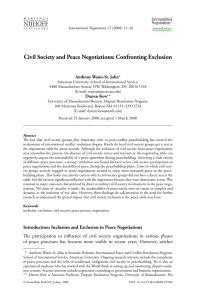 Civil Society and Peace Negotiations: Confronting Exclusion Anthony Wanis-St. John