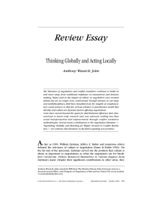 Review Essay Thinking Globally and Acting Locally Anthony Wanis-St. John