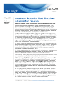 Investment Protection Alert: Zimbabwe Indigenization Program
