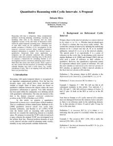 Quantitative Reasoning with Cyclic Intervals: A Proposal Debasis Mitra Interval