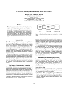 Extending Introspective Learning from Self-Models David Leake and Mark Wilson