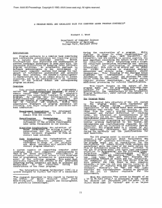A PROGRAM MODEL AND KNOWLEDGE BASE FOR COMPUTER AIDED PROGRAM... Richard J. Wood Department of Computer Science