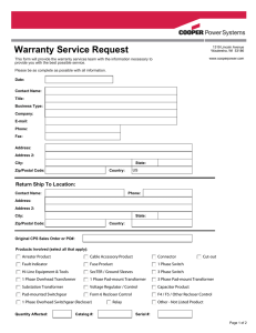 Warranty Service Request