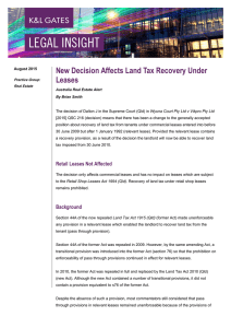New Decision Affects Land Tax Recovery Under Leases