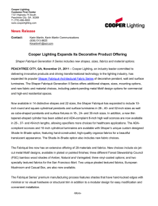 Cooper Lighting Expands Its Decorative Product Offering News Release