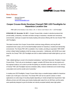 Cooper Crouse-Hinds Develops Champ® FMV LED Floodlights for Hazardous Location Use