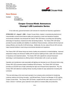 Cooper Crouse-Hinds Announces Champ® LED Luminaire Series  News Release