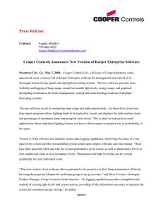 Press Release Cooper Controls Announces New Version of Keeper Enterprise Software  Contact: