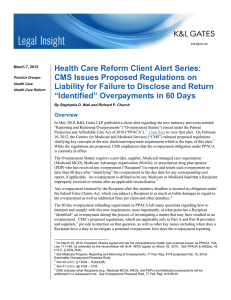 Health Care Reform Client Alert Series: CMS Issues Proposed Regulations on