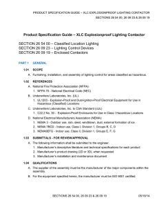 – XLC EXPLOSIONPROOF LIGHTING CONTACTOR PRODUCT SPECIFICATION GUIDE