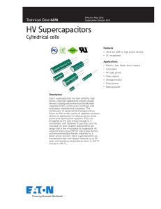 HV Supercapacitors Cylindrical cells Pb HF