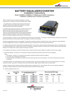 BATTERY EQUALIZER/COVERTER Installation Instructions