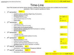 Time-Line 6x3 + 3 + + = 60 credit hours