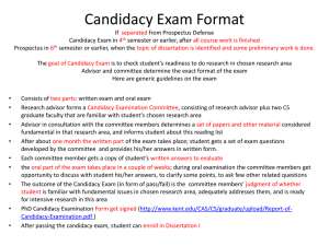 Candidacy Exam Format