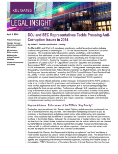 DOJ and SEC Representatives Tackle Pressing Anti- Corruption Issues in 2014