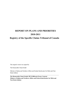 REPORT ON PLANS AND PRIORITIES  2010-2011