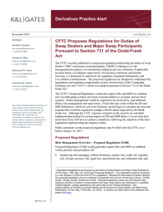 Derivatives Practice Alert CFTC Proposes Regulations for Duties of