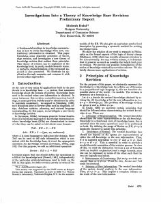 Investigations Into  a  Theory  of  Knowledge Preliminary