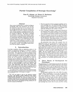 Partial  Compilation of  Strategic  Knowledge1 Abstract