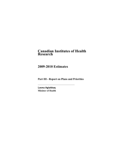Canadian Institutes of Health Research 2009-2010 Estimates