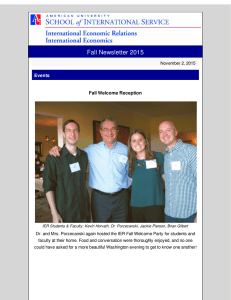 Fall Newsletter 2015 Events Fall Welcome Reception