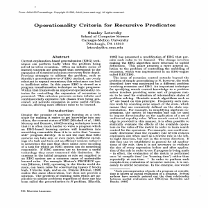 Operationality Criteria  for  Recursive  Predicates Stanley  Letovsky Abstract