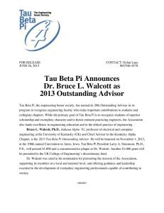 Tau Beta Pi Announces Dr. Bruce L. Walcott as 2013 Outstanding Advisor