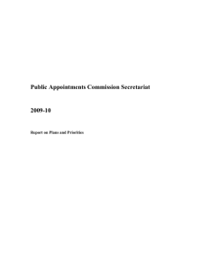 Public Appointments Commission Secretariat 2009-10 Report on Plans and Priorities