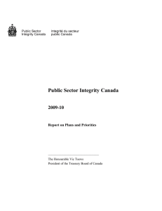 Public Sector Integrity Canada 2009-10 Report on Plans and Priorities