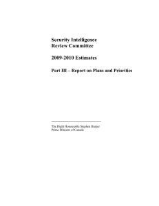 Security Intelligence Review Committee 2009-2010 Estimates