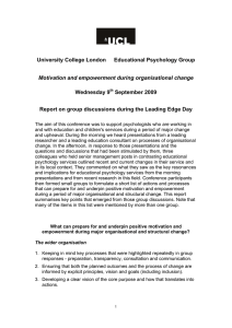 University College London Educational Psychology Group Wednesday 9