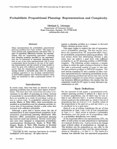 robabilistic  Propositional  Planning:  Representations  and ... Michael  L.  Littman