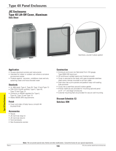 Type 4X Panel Enclosures JIC Enclosures Type 4X Lift-Off Cover, Aluminum Data Sheet