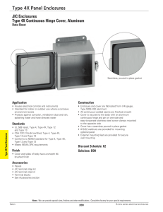 Type 4X Panel Enclosures JIC Enclosures Type 4X Continuous Hinge Cover, Aluminum