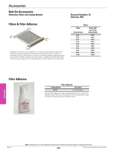 Accessories Bolt-On Accessories Filters &amp; Filter Adhesive Illustration Sheet and Catalog Number