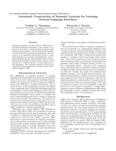 Automatic Construction of Semantic Lexicons for Learning Natural Language Interfaces