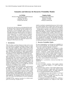 Semantics and Inference for Recursive Probability Models Avi Pfeffer Daphne Koller