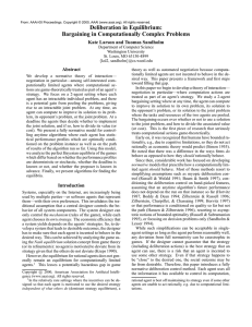 Deliberation in Equilibrium: Bargaining in Computationally Complex Problems Abstract