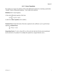 § 2.3  Linear Equations