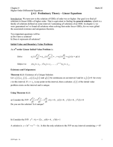 § 4.1  Preliminary Theory – Linear Equations