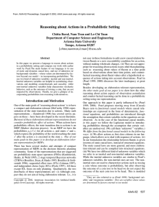 Actions in a Probabilistic Setting Reasoning about