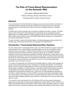 The Role of Frame-Based Representation on the Semantic Web Ora Lassila